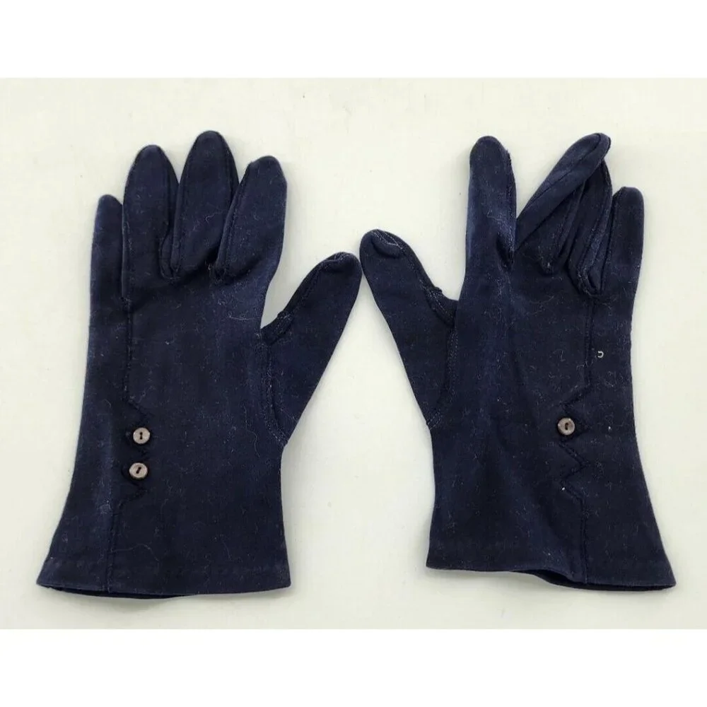 VTG Wear‎ Right Blue Wrist Length Cotton Gloves Made In Western Germany Size 6.5